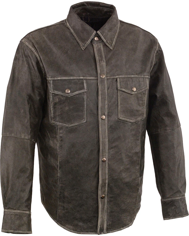 Milwaukee Leather Men's Lightweight Leather Shirt - Big & Tall