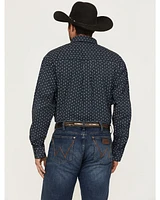 George Strait by Wrangler Men's Floral Striped Print Long Sleeve Button-Down Stretch Western Shirt - Tall
