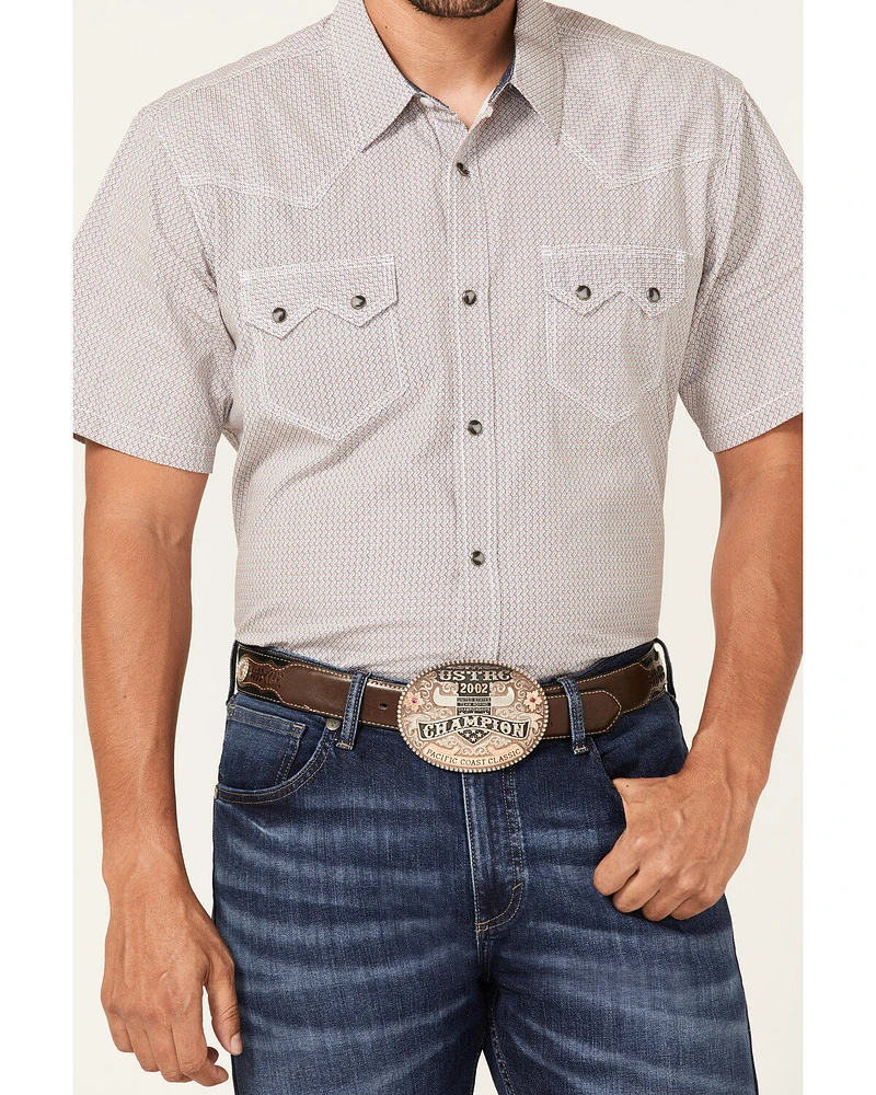 Moonshine Spirit Men's Static Geo Print Short Sleeve Snap Western Shirt