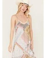 Wild Moss Women's Patchwork Print Smocked High-Low Dress