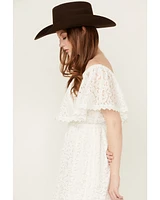 Beyond The Radar Women's Off Shoulder Lace Midi Dress