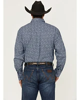George Strait by Wrangler Men's Floral Print Long Sleeve Button-Down Stretch Western Shirt - Tall