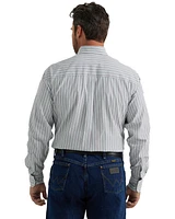 George Strait by Wrangler Men's Striped Print Long Sleeve Button-Down Stretch Western Shirt - Big