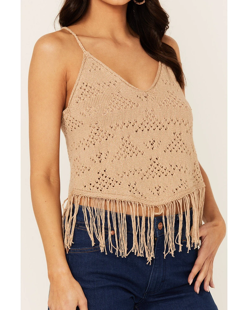 Shyanne Women's Hankie Hem Fringe Sweater Tank