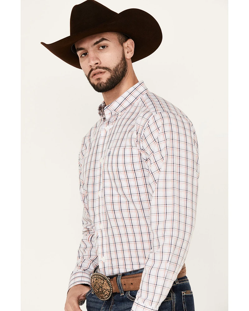 Ariat Men's Weston Windowpane Plaid Print Long Sleeve Button-Down Western Shirt