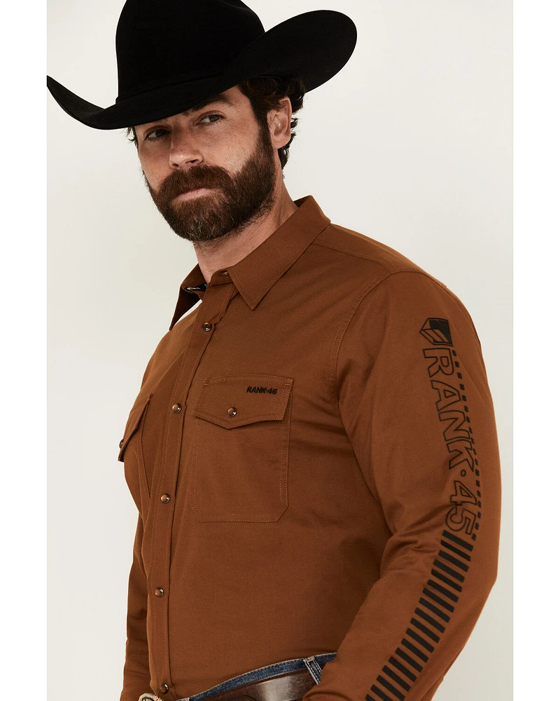 RANK 45® Men's South West Action Twill Long Sleeve Snap Performance Western Shirt