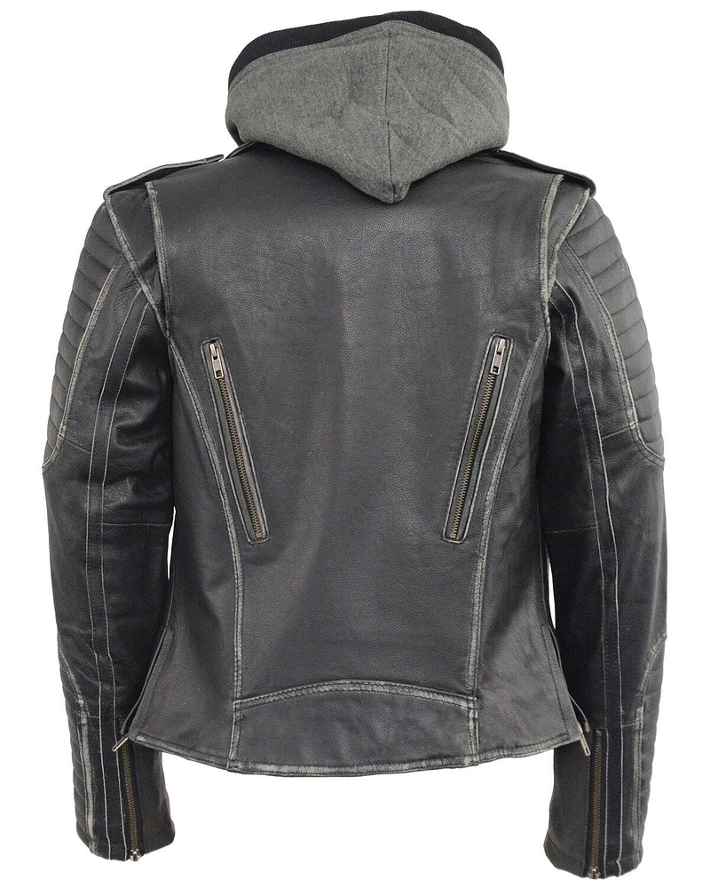 Milwaukee Leather Women's Rub-Off Hoodie Motorcycle Jacket