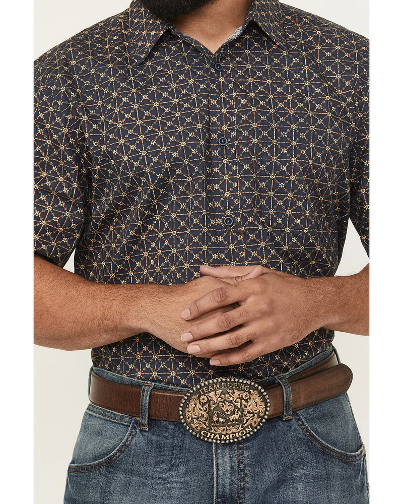 Gibson Trading Co Men's Aviara Geo Print Short Sleeve Button-Down Stretch Western Shirt