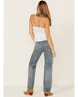 7 For All Mankind Women's Easy Straight Distressed Denim Jeans