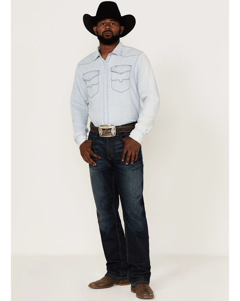 Kimes Ranch Men's Grimes Light Wash Denim Long Sleeve Snap Western Shirt