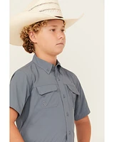 Ariat Boys' VENTEK Solid Short Sleeve Button-Down Western Shirt