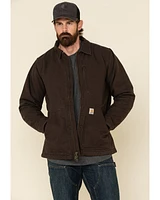 Carhartt Men's Dark Brown Washed Duck Sherpa Lined Work Coat - Big