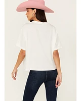 Mainstrip Women's Howdy Rhinestone Short Sleeve Cropped Graphic Tee