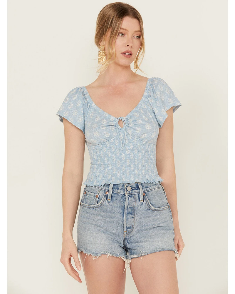 Bila Women's Floral Print Short Sleeve Shirt