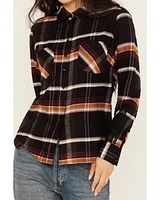Shyanne Women's Lace Applique Plaid Print Button-Down Flannel Shirt