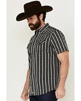 Moonshine Spirit Men's Flock Striped Short Sleeve Snap Western Shirt