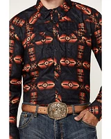 Rock & Roll Denim Men's Tek Southwestern Print Long Sleeve Snap Western Shirt