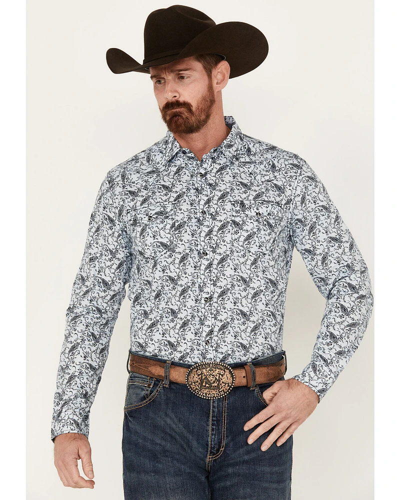 Cody James Men's Casa Blanca Paisley Print Long Sleeve Snap Western Shirt