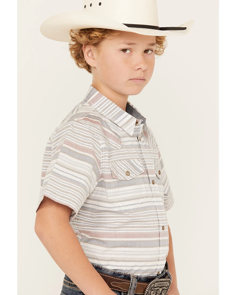 Cody James Boys' Striped Short Sleeve Snap Western Shirt