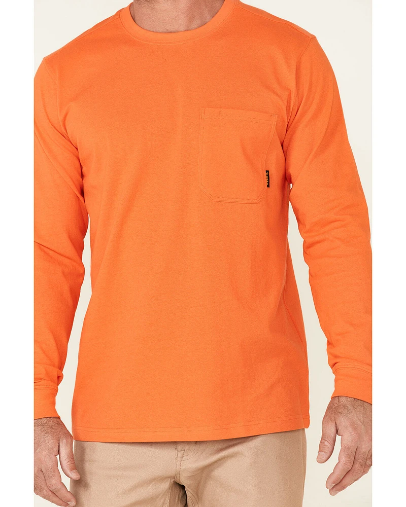 Hawx Men's Solid Orange Forge Long Sleeve Work Pocket T-Shirt - Big