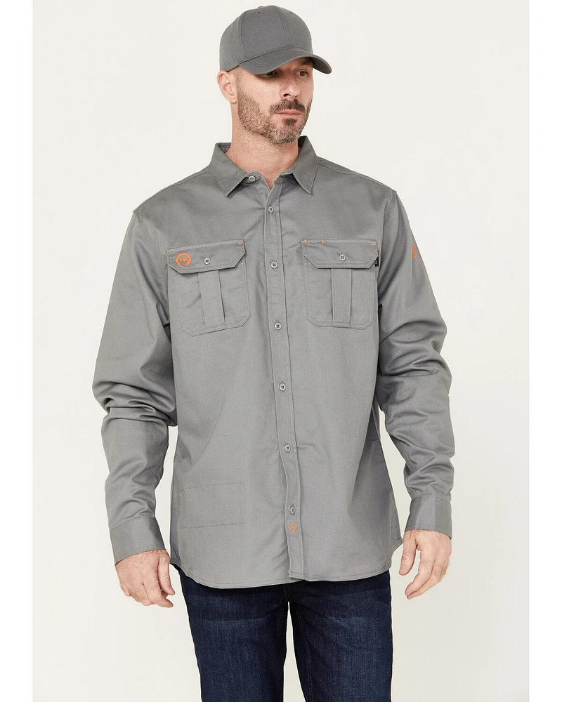 Hawx Men's FR Solid Long Sleeve Button-Down Woven Shirt