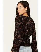 Idyllwind Women's Tara Tie Front Bell Sleeve Blouse