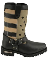 Milwaukee Leather Women's Stars & Stripes Harness Motorcycle Boots - Square Toe