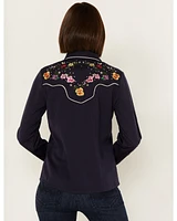 Scully Women's Floral Embroidered Long Sleeve Western Snap Shirt