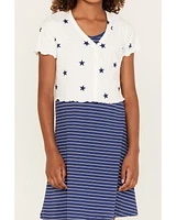 Self Esteem Girls' Star Print Cardigan & Stripe Dress Set - 2-Piece