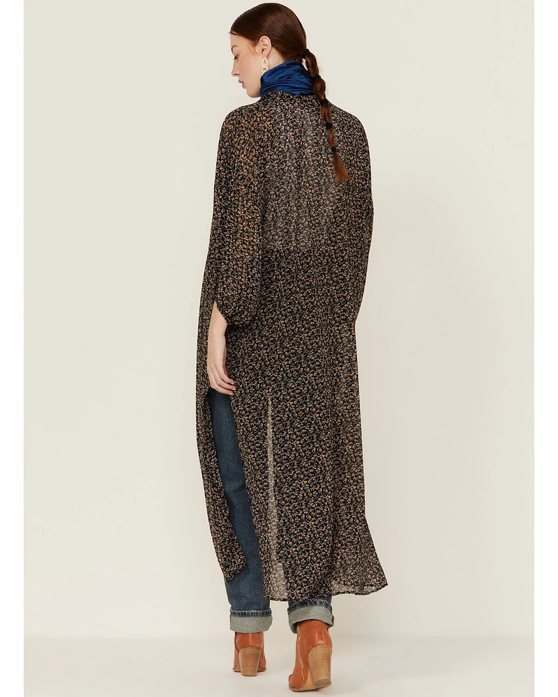 Beyond The Radar Women's Floral Chiffon Duster Maxi Kimono