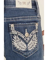 Miss Me Girls' Light Wash Wing Pocket Bootcut Stretch Denim Jeans