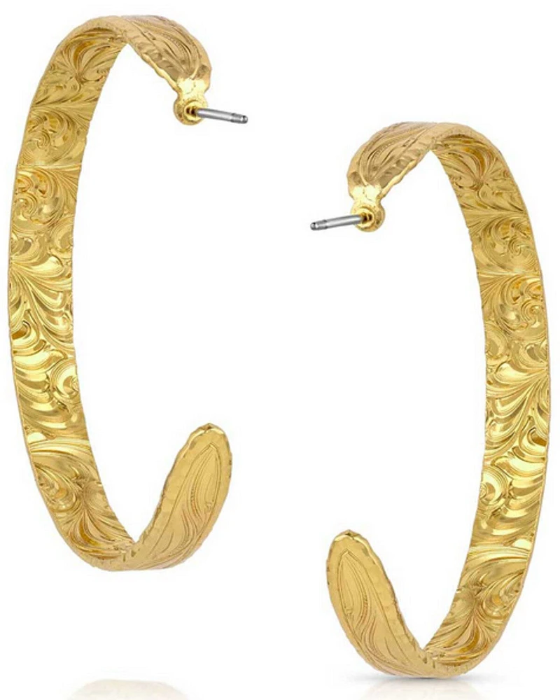 Montana Silversmiths Women's Timeless Treasure Chiseled Hoop Earrings