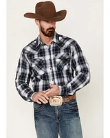 Rock 47 by Wrangler Men's Plaid Print Long Sleeve Snap Western Shirt