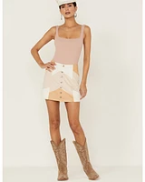 Shyanne Women's Patchwork Faux Suede Mini Skirt