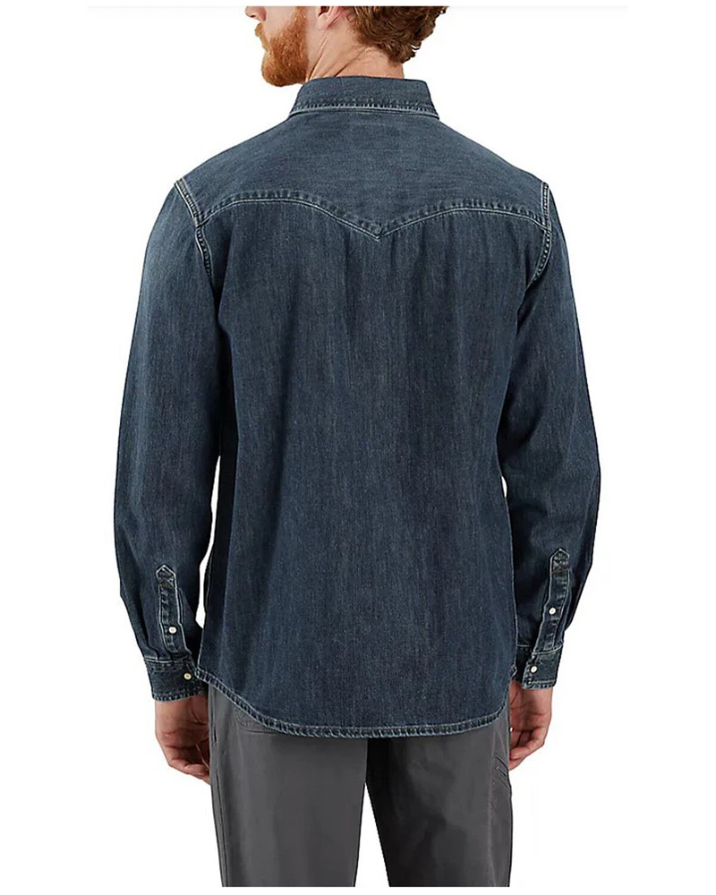 Carhartt Men's Montana Relaxed Fit Medium Washed Long Sleeve Snap Denim Work Shirt