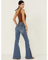 Shyanne Women's Mid Release Hem Side Slit Flare Jeans