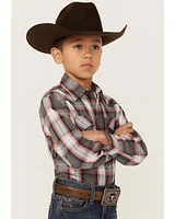 Roper Boys' Plaid Print Long Sleeve Western Pearl Snap Shirt