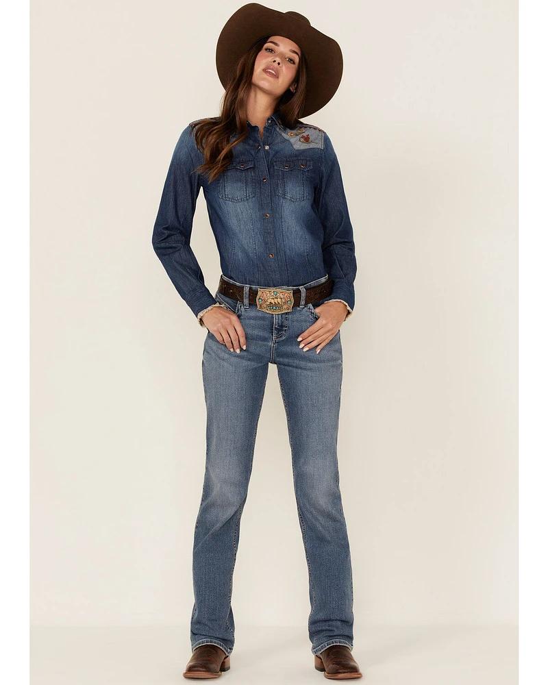 Tasha Polizzzi Women's Arizona Denim Embroidered Shirt