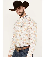 Ariat Men's Team Charlie Floral Print Logo Long Sleeve Button-Down Western Shirt - Tall