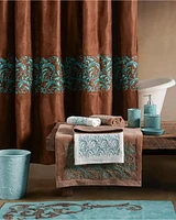 HiEnd Accents Brown Wyatt Scroll Shower Curtain