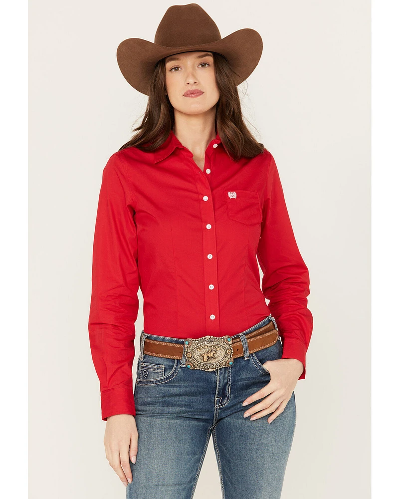 Cinch Women's Solid Red Button-Down Western Shirt