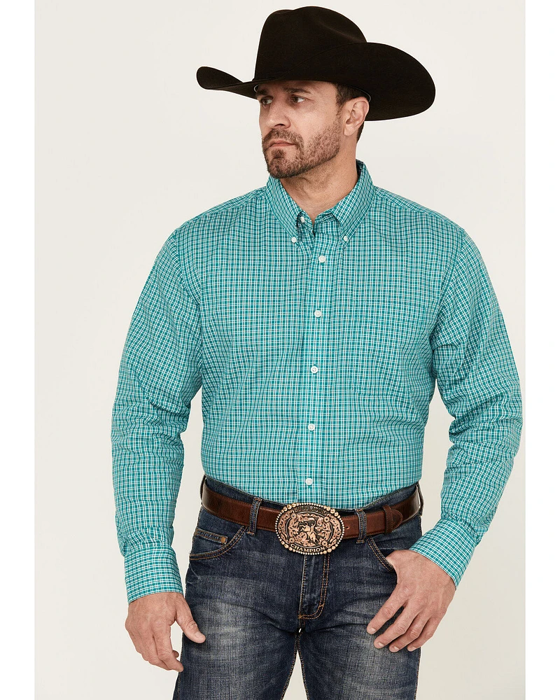 Wrangler Riata Men's Assorted Plaid Print Long Sleeve Button-Down Western Shirt