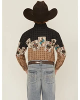 Panhandle Slim Boys' Cards Border Long Sleeve Snap Western Shirt
