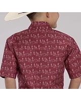 Roper Boys' Desert Print Short Sleeve Pearl Snap Western Shirt