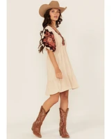 Shyanne Women's Embroidered Quarter Sleeve Mini Dress