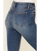 VIGOSS Women's High Rise Button Front Gwen Cropped Flare Jeans
