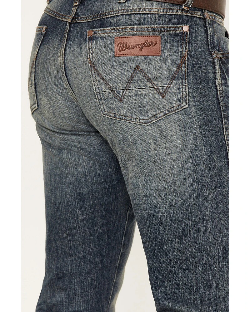 Wrangler Retro Men's Dark Knight Medium Wash Stretch Slim Straight Jeans