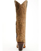 Corral Women's Stamped Floral Suede Tall Western Boots - Snip Toe