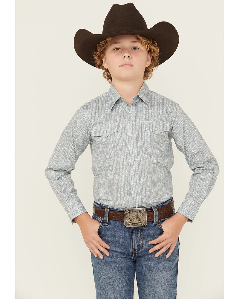 Wrangler 20X Boys' Paisley Print Long Sleeve Snap Stretch Western Shirt