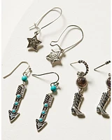 Shyanne Women's 3-Piece Silver Arrow Boot & Star Earrings Set
